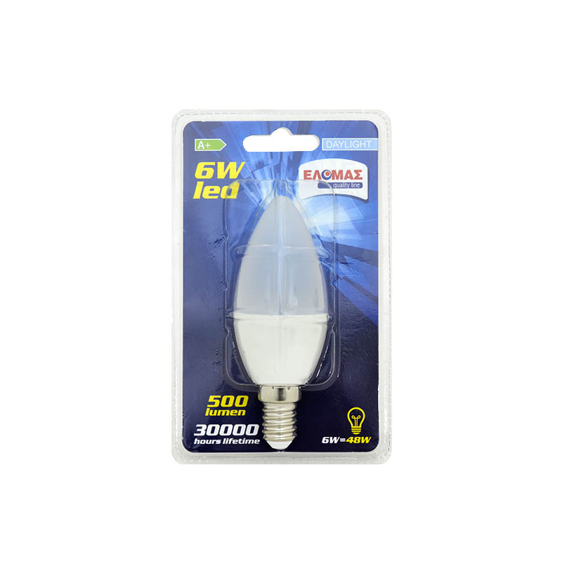 ΕΛΟΜΑΣ Λαμπτήρας Led κερί 6W day light